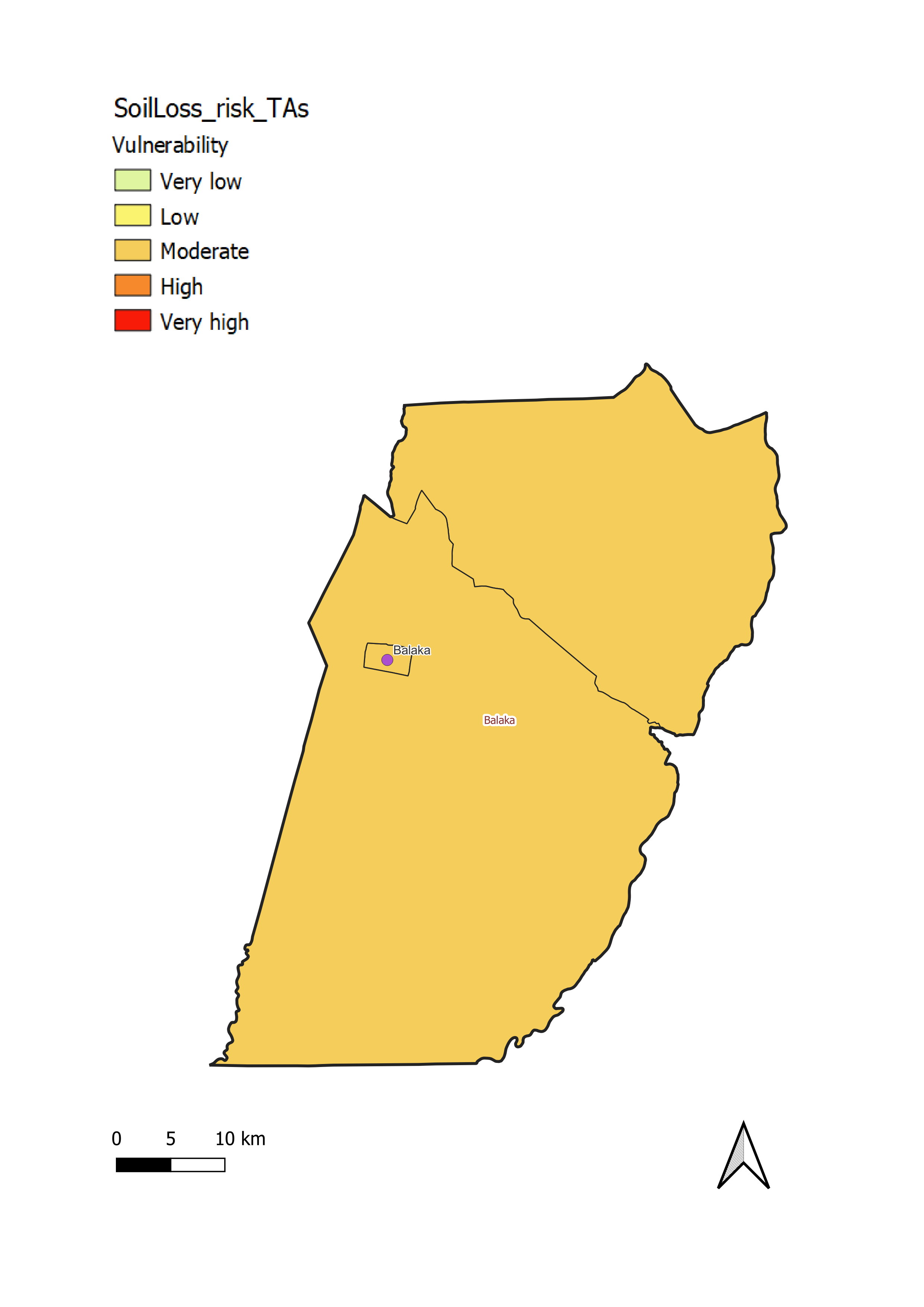 Balaka District soil loss vulnerability