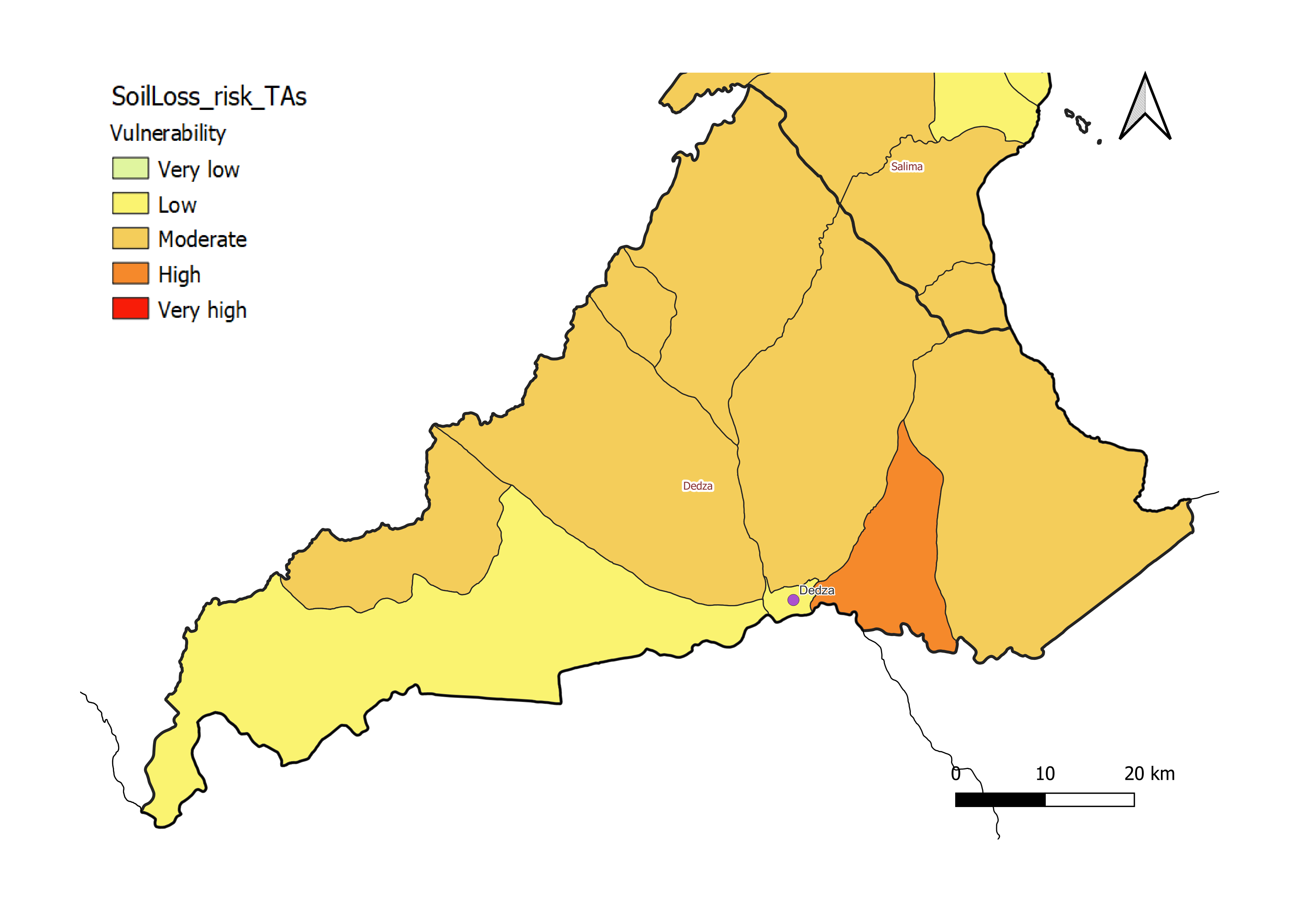 Dedza District soil loss vulnerability