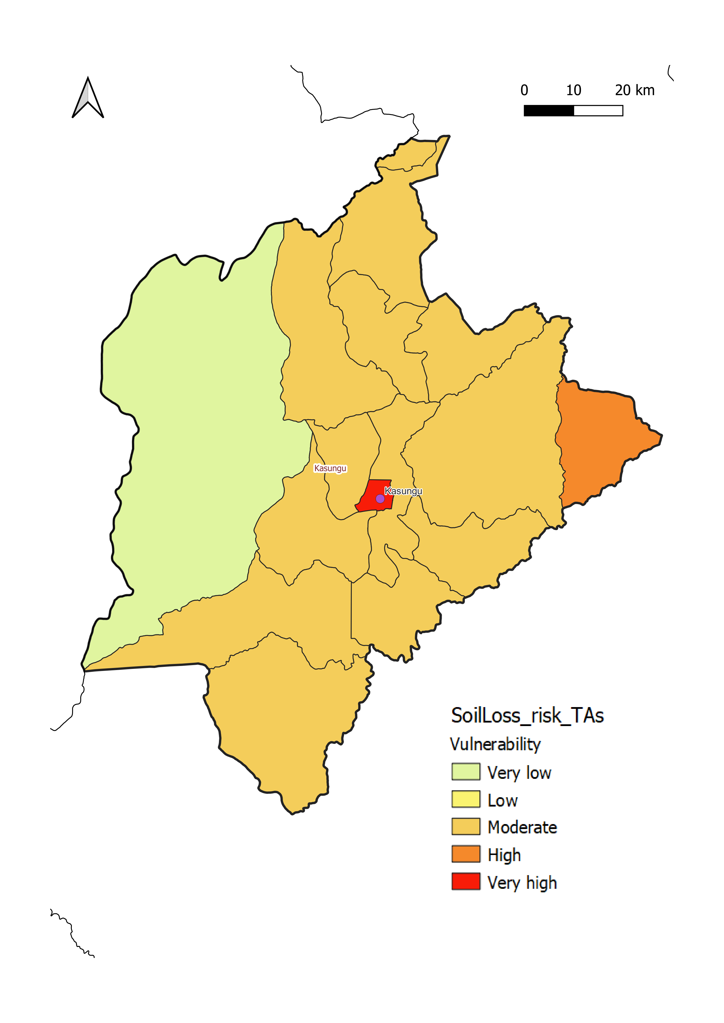 Kasunga District soil loss vulnerability