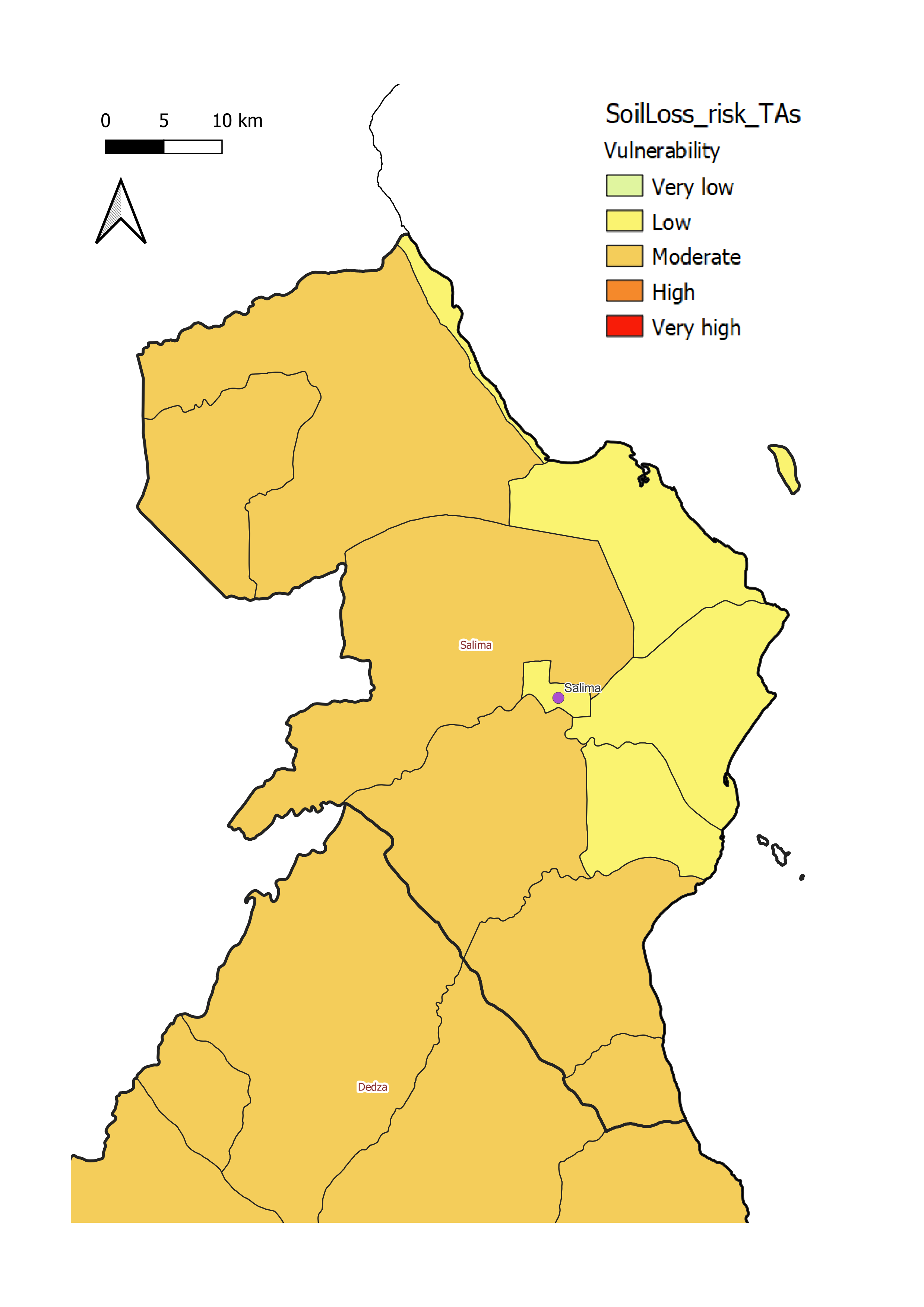 Salima District soil loss vulnerability
