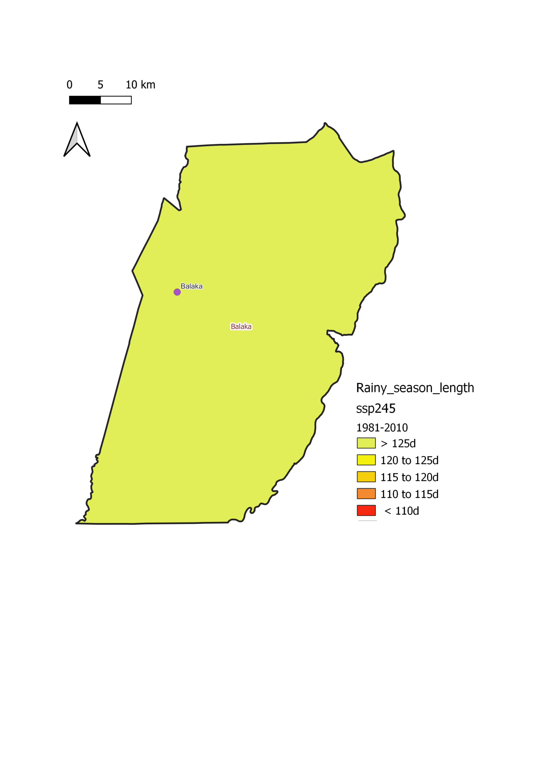 Heatwave days map, Balaka, baseline 1981–2010